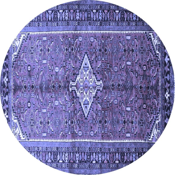 Ahgly Company Indoor Round Persian Blue Traditional Area Rugs, 4' Round