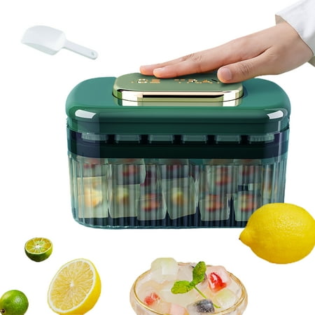 

One-button Push Ice Storage Box 24 Ice Molds Box with Lid Ice Spoon Ice Tray For Home Kitchen Bar Outdoor Party