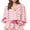 Beige, variant on Women's Valentine's Day Pajamas Set Spring Lounge Set Long Sleeve Cute Bow/Love Heart Print Shirt Drawstring Shorts Sleepwear 2 Piece PJ Outfits