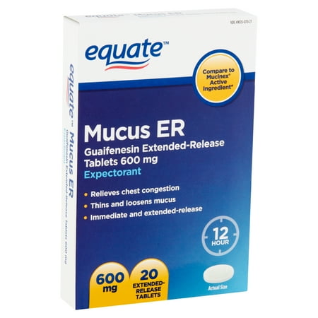 Equate Mucus ER Extended-Release Tablets, 600 mg, 20 (Best Cough Expectorant Over The Counter)