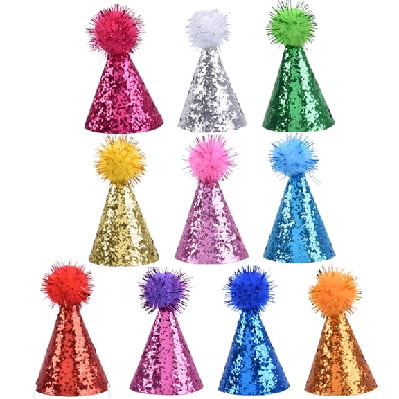 BESTSKY 10 Pack Dog Birthday Hat Colorful Cats Birthday Hat Party Hat