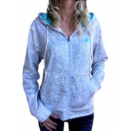 Women's New Under Armour White/Grey Print ColdGear Logo Loose Full Zip Hoodie S, M, L,