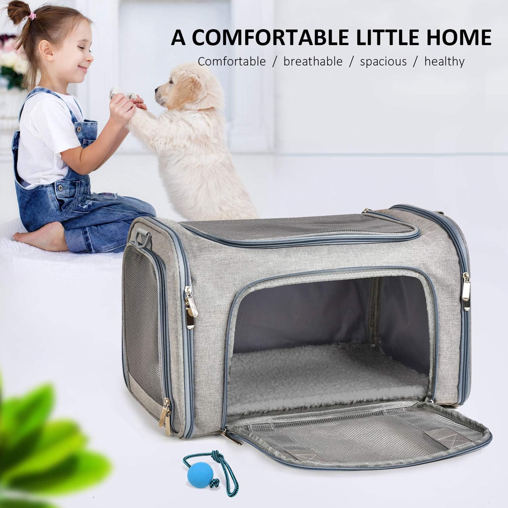 Cat Carriers Dog Carrier Pet Carrier for Small / Medium Cats Dogs Puppies (up to 15lbs), TSA Airline Approved Small Dog Carrier Soft Sided, Collapsible Waterproof Travel Puppy Carrier - Grey,1 PC