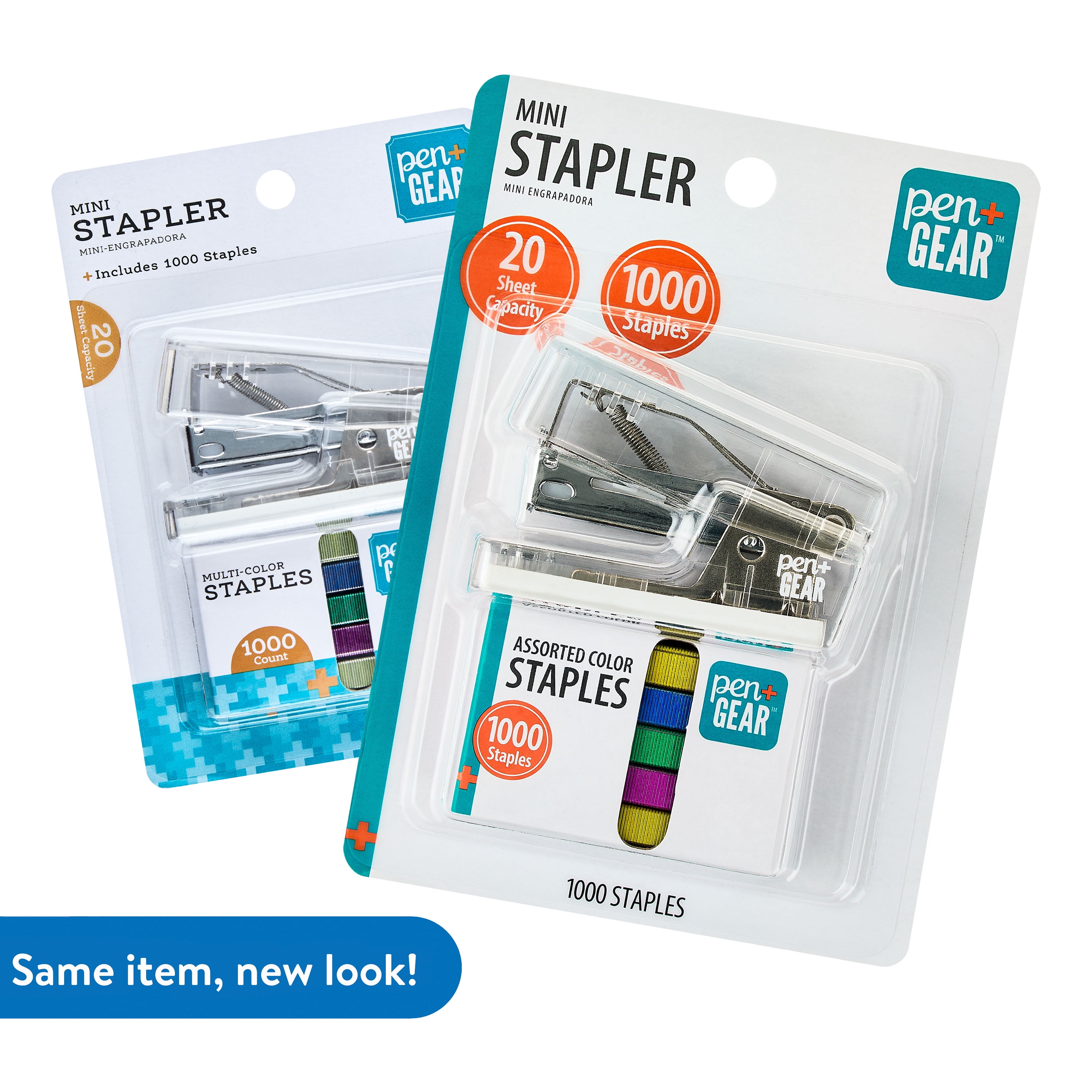 (3 pack) Pen+Gear Mini Stapler with Staples, Clear