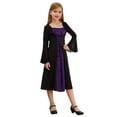 thumbnail image 3 of TiaoBug Girls Medieval Renaissance Dress Long Sleeve Lace-Up Halloween Gothic Victorian Corset Dress Purple 12, 3 of 7