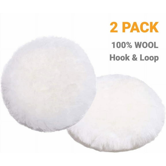 SATC 2Pcs 7 inch Lambswool Car Polishing Pad - Pure Wool Buffing Wheel for Drill and Polisher