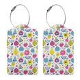 thumbnail image 3 of Sikiie Doodle Fruits Luggage Tag for Suitcase Leather Baggage Tag with Stainless Steel Loop Privacy Cover for Women Men Girls-1, 3 of 5