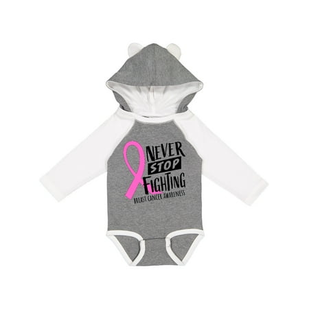 

Inktastic Never Stop Fighting Breast Cancer Awareness Gift Baby Boy or Baby Girl Long Sleeve Bodysuit