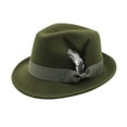 thumbnail image 2 of Cyglowse Fedora Hats for Men Women Classic Short Brim Felt Manhatta Fedora Hat with Feathers Band Army Green One Size, 2 of 4