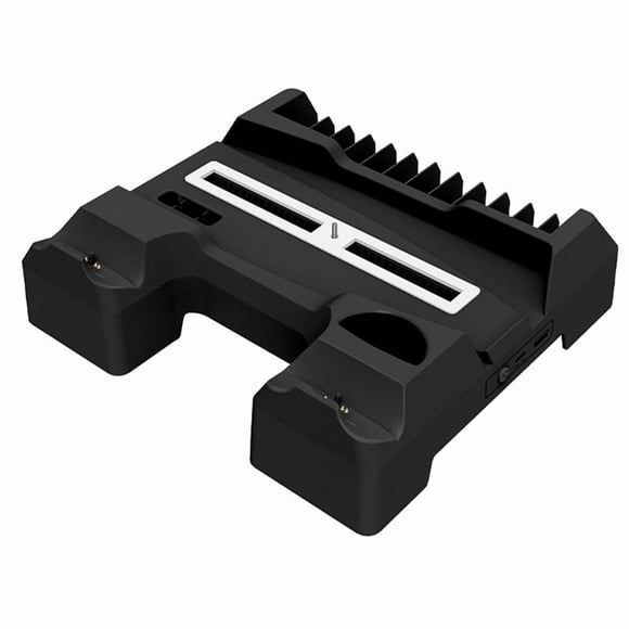 PS5 Cooling Fan Stand with Dual Contact Controller Charger - 4-in-1 Station with Headphone Hook & Game Disc Storage, LED Indicators, Space-Saving Design | PS5 Accessories