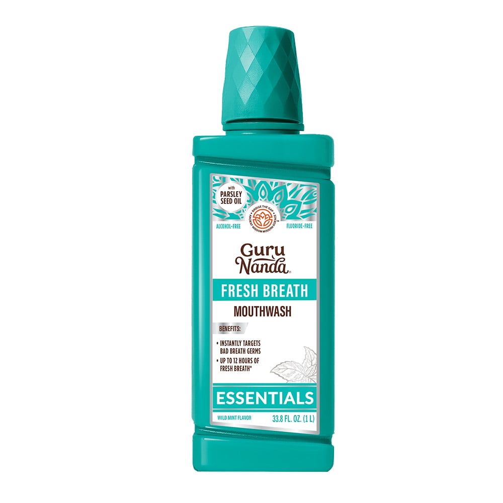 GuruNanda Fresh Breath Mouthwash, Wild Mint, 1 L