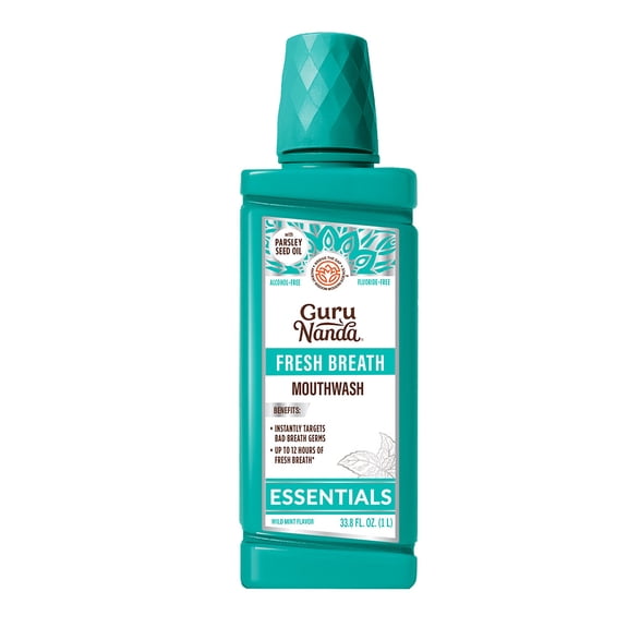GuruNanda Fresh Breath Mouthwash Oral Rinse - Wild Mint Flavor - 1L