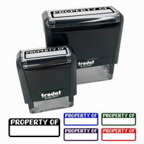 Property Of Fill-in Self-Inking Rubber Stamp Ink Stamper for Business Office - Black Ink - Small 1-1/2 Inch