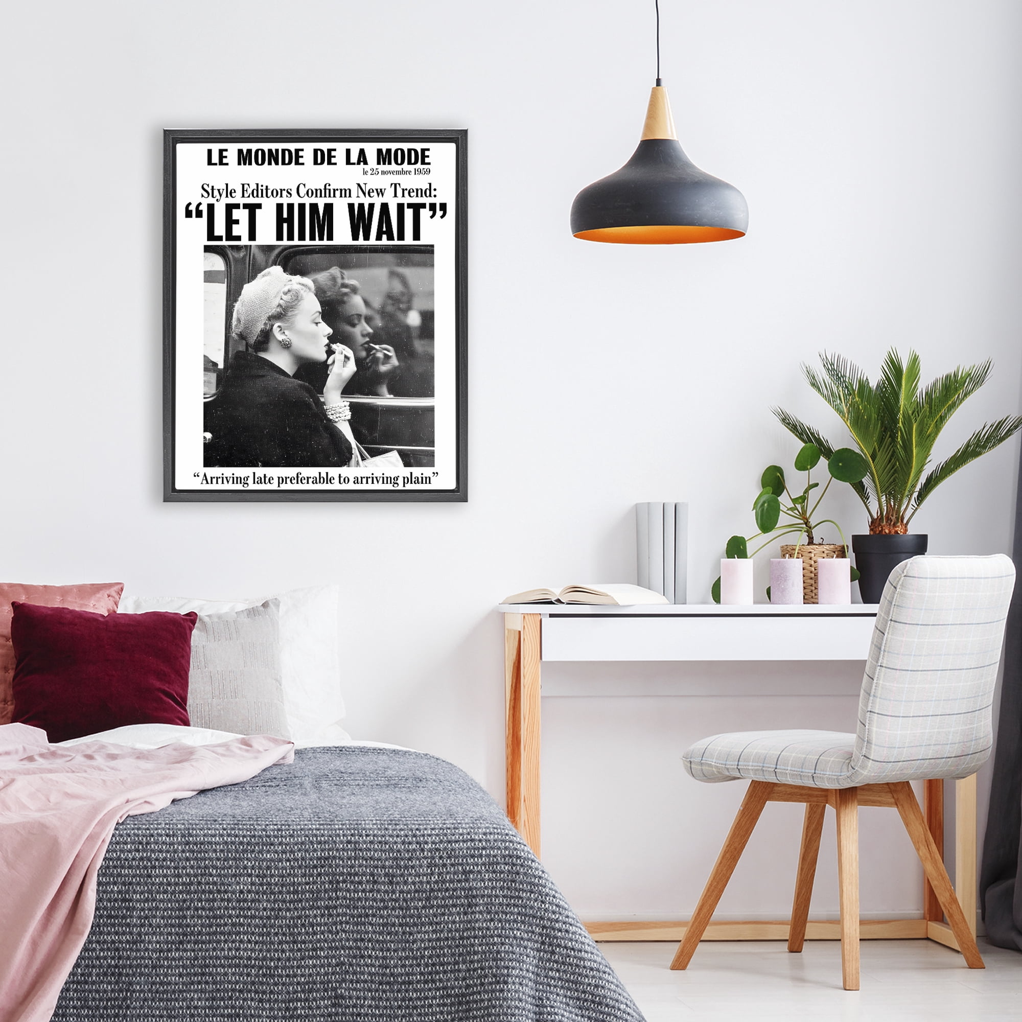 Stupell Industries Let Him Wait Advice Black Framed Floater Canvas Wall Art, design by Annabelle Hall