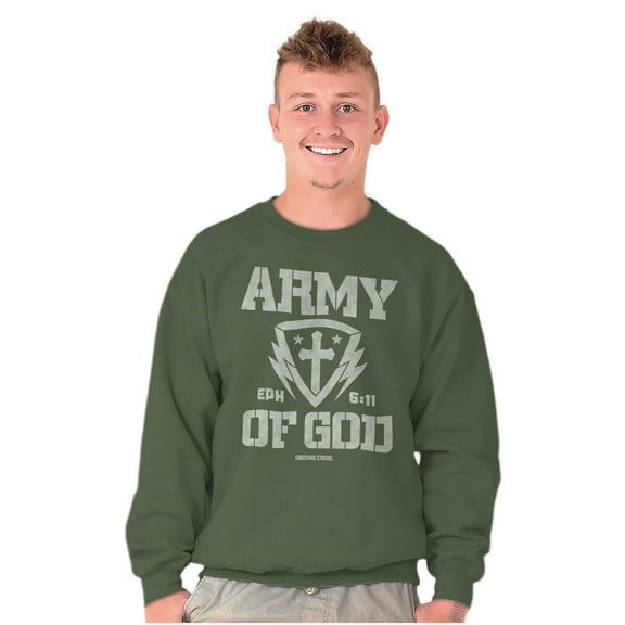 Religious Christian Army of God Men's Crewneck Sweatshirt Brisco Brands S