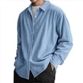 thumbnail image 2 of Camisa de para Hombre, de Larga, con Solapa y Botones, Informal, Antiarrugas, para Trabajo Azul S, 2 of 5