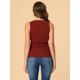 thumbnail image 4 of INSPIRE CHIC INSPIRE CHIC Tops De Verano Para Mujer, Sin Mangas, Con Escote En V, Con Lazo, En La Cintura Rojo ladrillo M, 4 of 5