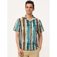 thumbnail image 3 of Camisa hawaiana manga corta botones Azul Marrón T M, 3 of 6