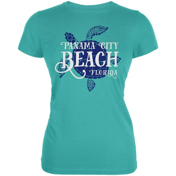 Summer Sun Sea Turtle Panama City Beach Juniors Soft T Shirt Teal SM