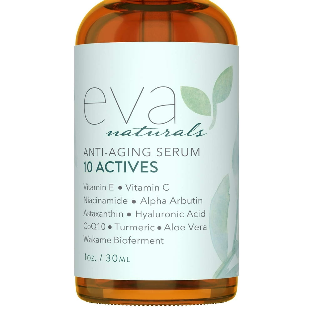 Eva Naturals 10 Actives Skin Serum (1oz.) Fine Line Remover with Niacinamide, Hyaluronic Acid