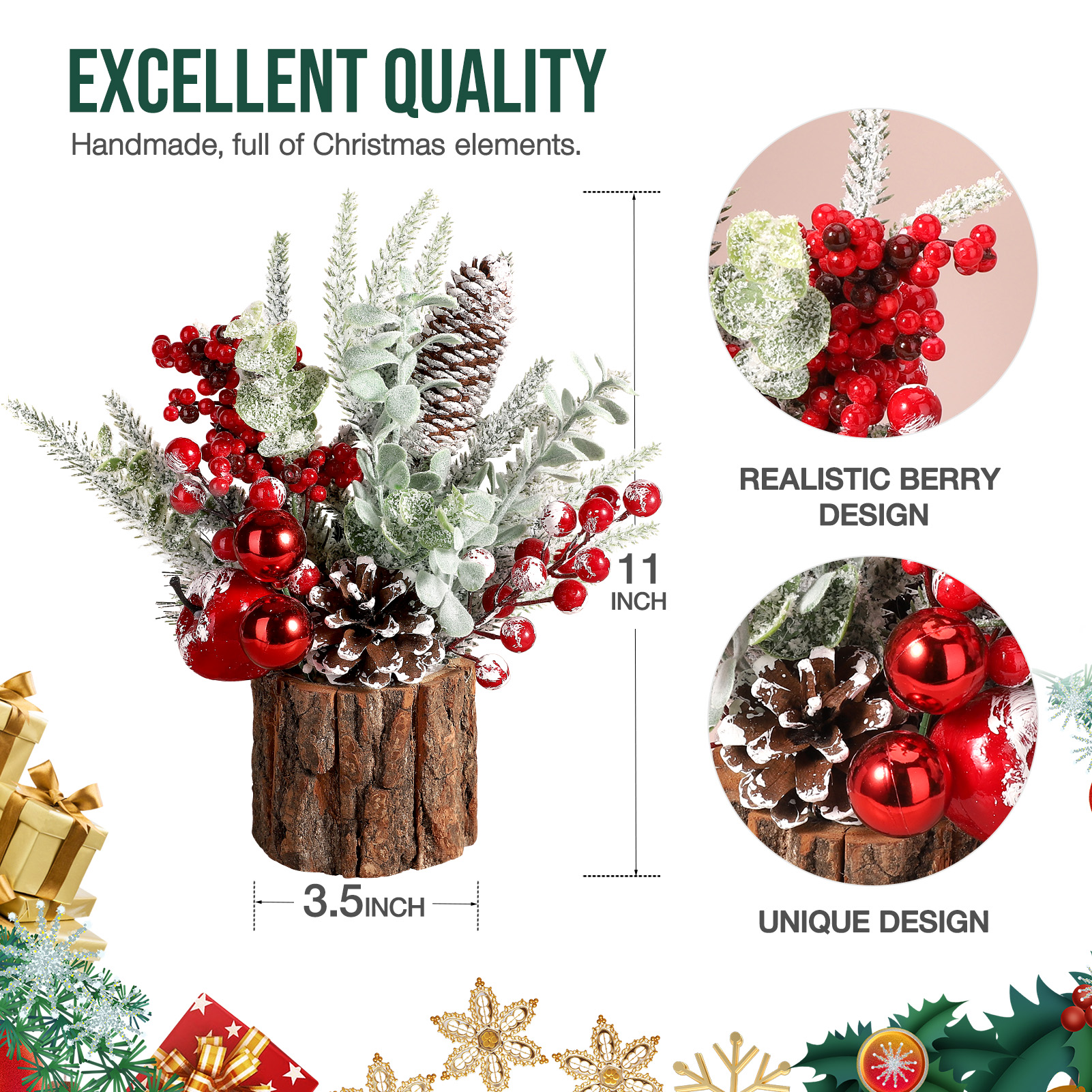 Ayieyill Artificial Mini Tabletop Christmas Tree Red photo 6