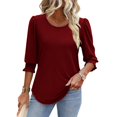 thumbnail image 5 of Women's 2025 Fashion Tops 3/4 Sleeve T-Shirts Cute Crewneck Basic Business Tees Blouses, 5 of 8
