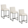 thumbnail image 3 of VKNOW Sets of 2 Bar Stools with Thickened Metal Frame, Mid Back 26 Inch Counter Height Upholstered Modern Bar Chairs for Kitchen Island,Beige, 3 of 9