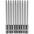 thumbnail image 1 of Paquete de 10 puntas de destornillador Torx T20 de 100 mm de longitud y vástago hexagonal de 1/4", color gris plateado., 1 of 5