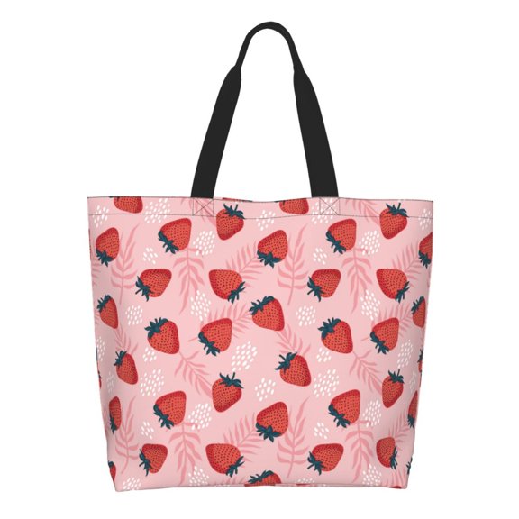 Rocae Strawberries for Big Capacity Shoulder Bag with Pockets,Tote Bag for Women Handbag