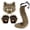 Brown, variant on 3Pcs Faux Fur Cat Wolf Fox Mask Paws Fluffy Tail Set,Halloween Fursuit Therian Fox Animal Cosplay Party Costume