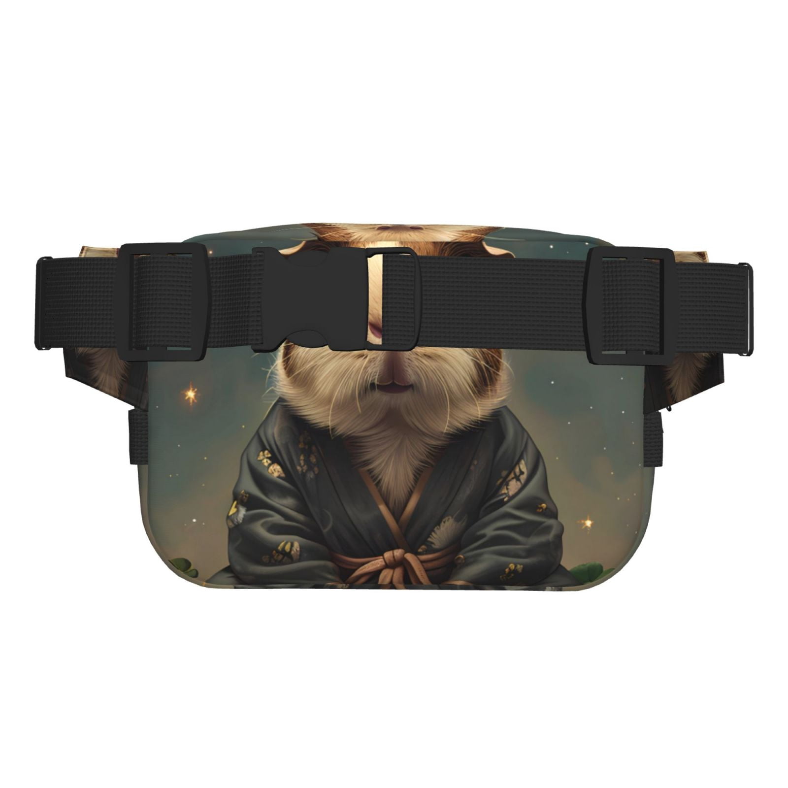 Fuzoiu Lotus Leaf Starry Sky Guinea Pig Print Unisex Square Double Layer Waist Bag,Crossbody Fanny Pack Travel Workout Accessory
