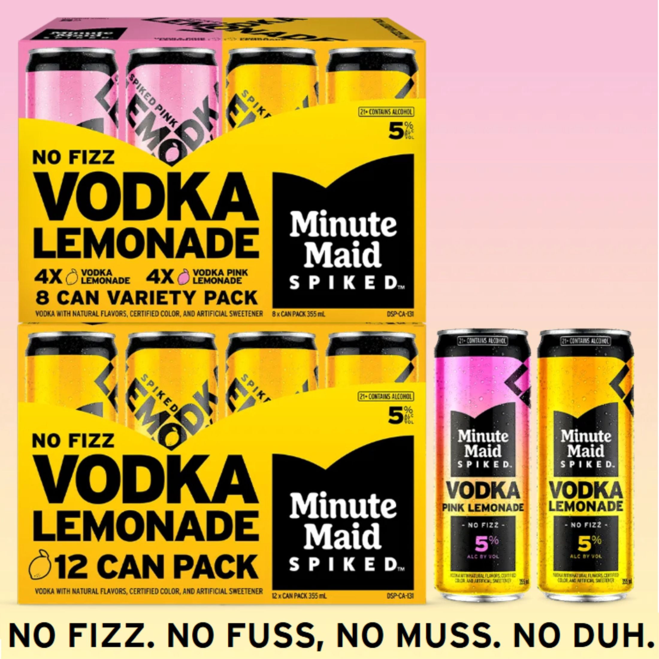 Minute Maid Spiked Lemonade Vodka Cocktail Variety Pack, 8-Pack 355ml, 10 Proof (5% ABV)