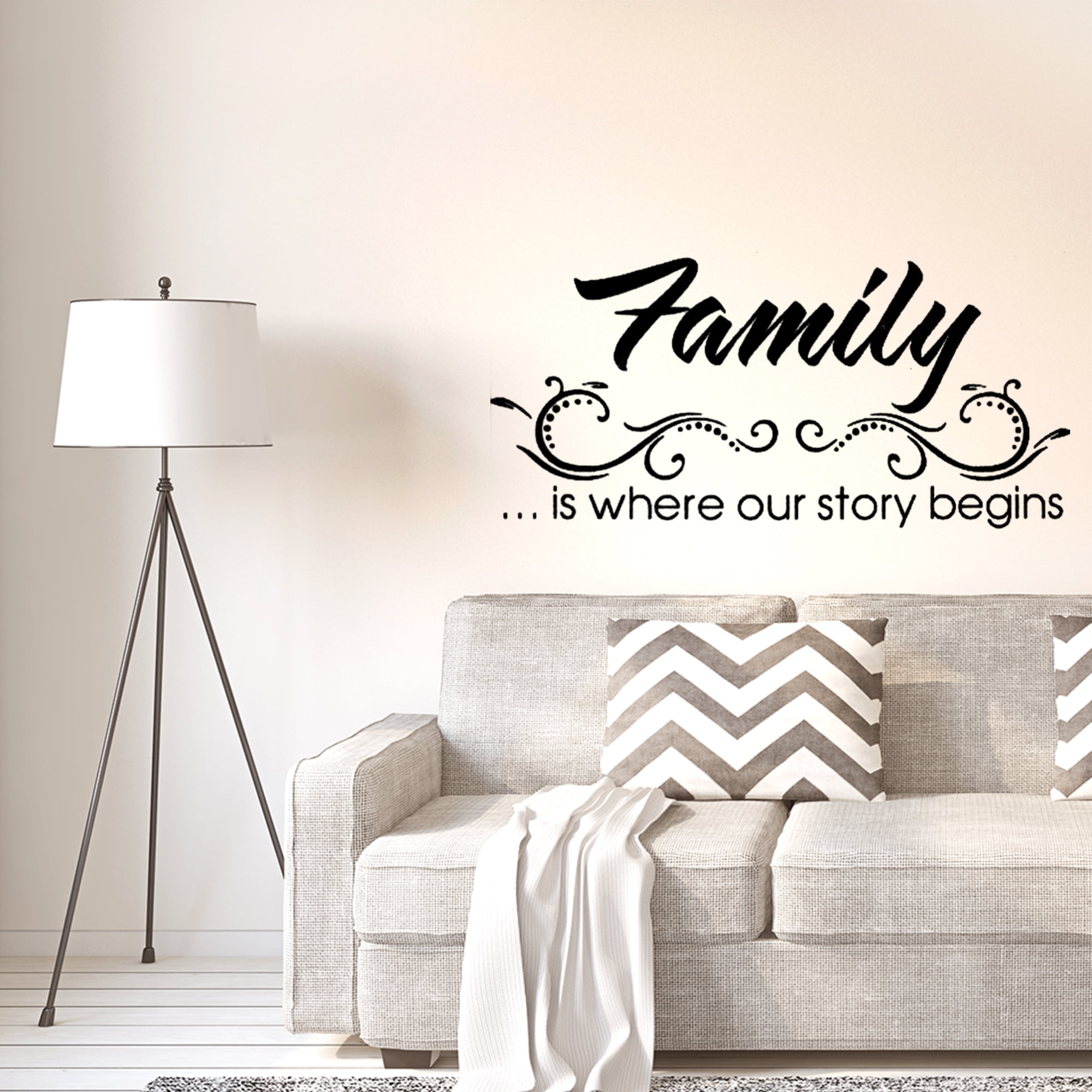 Family Text Pattern Removable Peel and Stick Wall Decals  