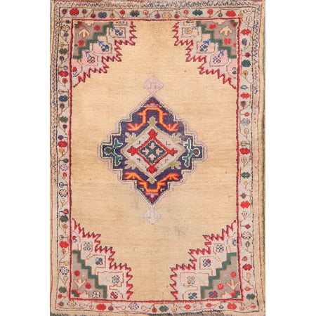 Antique Oushak Rug - Hand-Knotted Antique Natural Dye 4x5 Oushak Anatolian Oriental Area Rug