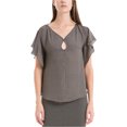 thumbnail image 1 of Max Studio London Womens Printed Knit Blouse, Grey, Medium, 1 of 3
