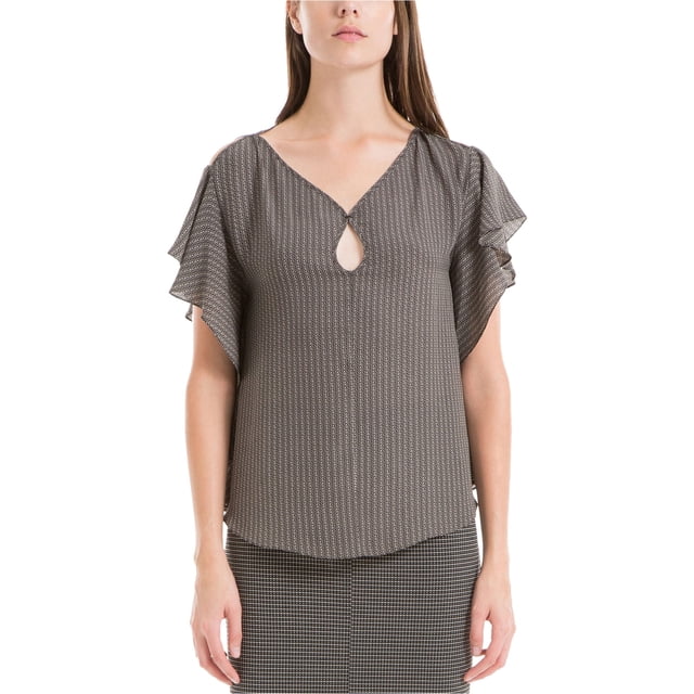 Max Studio London Womens Printed Knit Blouse, Grey, Medium