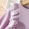 thumbnail image 4 of XEGLSBU Girls Dresses Size 8 Red Toddler Girls Dress Winter Long Sleeve Ruffles Ribbed Lace Solid Color Princess Dress Dresses for Girls 8-10 Winter Purple Size 6-9 Months, 4 of 5