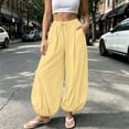 thumbnail image 4 of HappyYEE Women’s Baggy Balloon Pants Elastic Waist Wide Leg Joggers with Pockets Loose Fits Cuffed Ankle Lightweight Travel Trousers S, 4 of 7