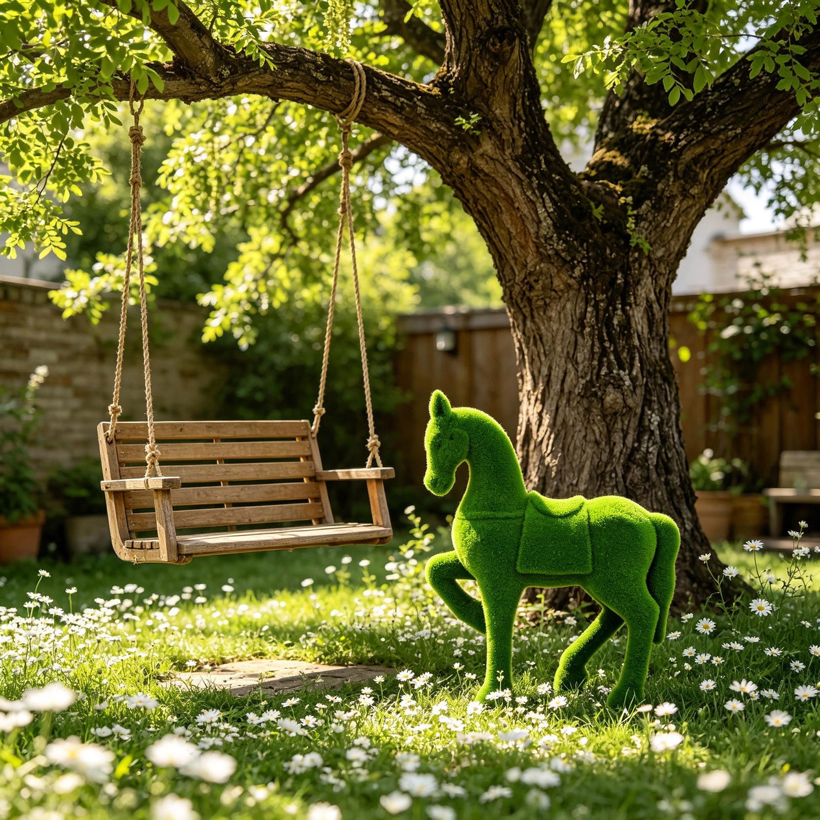 Kumdkdwn Cute Green Horse Resin Garden Statue – Whimsical Outdoor Yard Art & Patio Décor, Fun Horse Figurine for Home, Garden & Indoor Display