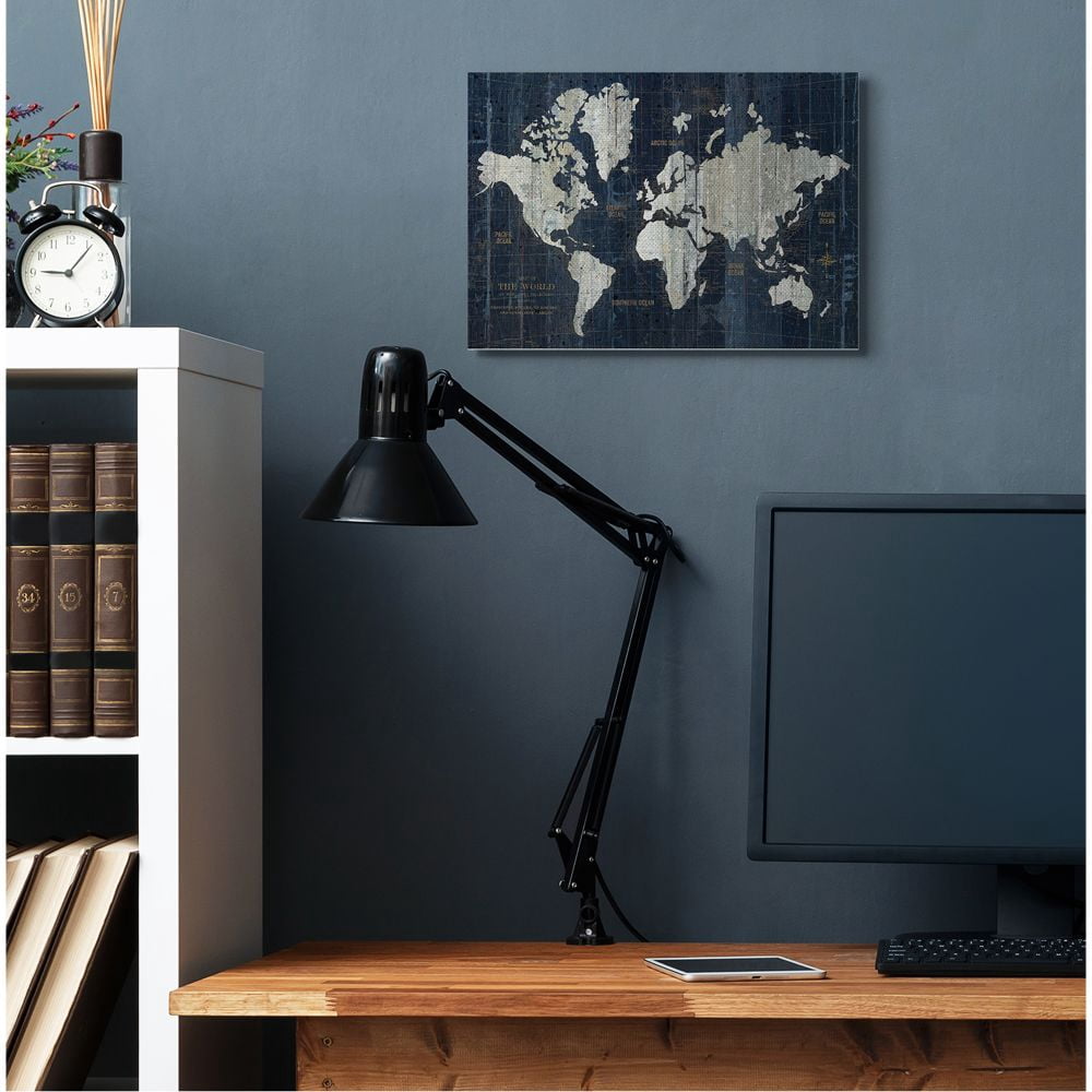 Stupell Industries Distressed Antique World Map Rustic Aesthetic Designed by Wild Apple Portfolio