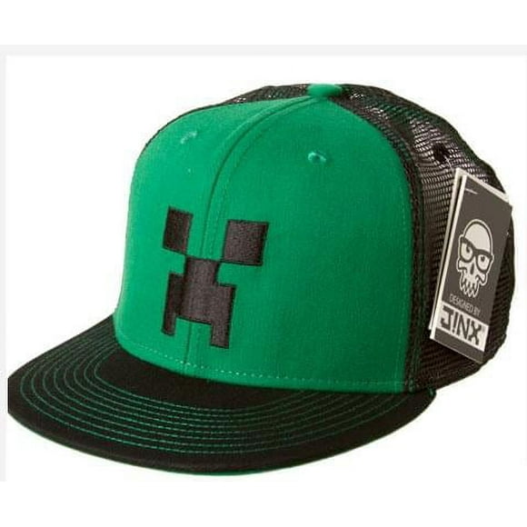 Minecraft Creeper Face Premium Snap Back Hat Green/Black