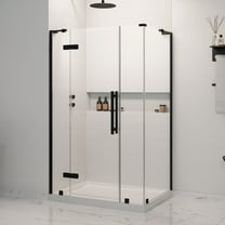 Tampa 48 x 36 x 74-3/4 Corner Shower Kit with Base and Door in Black