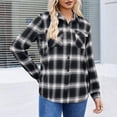 thumbnail image 5 of vigerkar Womens Buffalo Plaid Flannel Shirt Jacket Long Sleeve Collar Button Down Shacket Coats Lightweight Tops (Black, S), 5 of 6