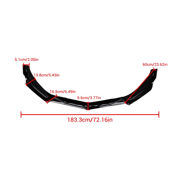 Glossy Black Front Bumper Lip Spoiler & Splitter Kit For Chevy Malibu – 4-Piece + Strut Rods, Universal Fit
