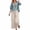 Light Blue, variant on HAIJIE womens linen set two Piece Easter Sets for Women Summer Spring Lou-nge Sets Travel Vacation Outfits Cap Sleeve Side Slit Wide Leg Pants (Beige,XL)