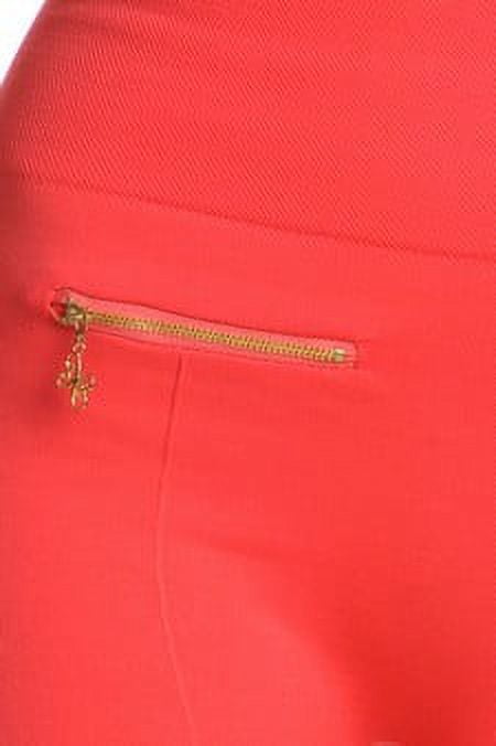 K-Cliffs Women's Fleece Legging Pants with 2 Gold Zippers & Seams in Front,  Color Coral,  One Size