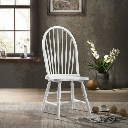 Contemporary Home Living Solid Windsor Back Dining Chair - 40.5" - White