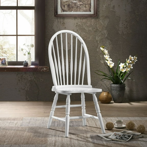 Contemporary Home Living Solid Windsor Back Dining Chair - 40.5" - White