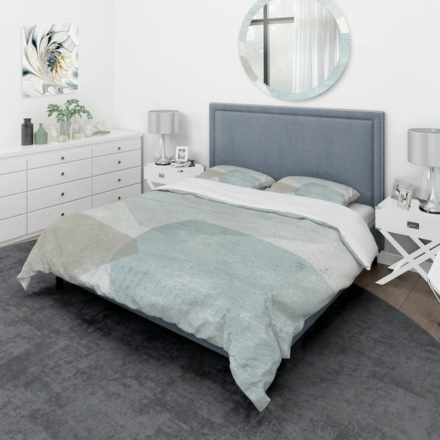 Designart 'Grey and White Collage II' Geometric Bedding Set - Duvet Cover & Shams
