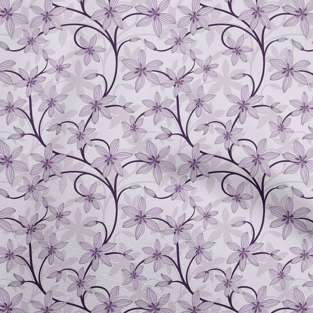 oneOone Tissu Flex Coton Violet Floral Rétro Projets de Couture Tissu Imprimé au Mètre 40 Pouces de Large